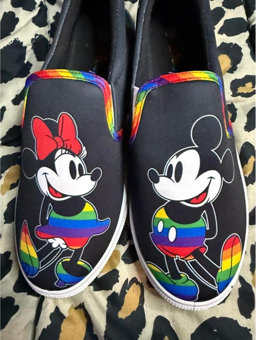 Hot Topic New Disney Mickey and Minnie mouse Pride Shoes Sz 10W 8M Rainbow - Picture 5 of 5